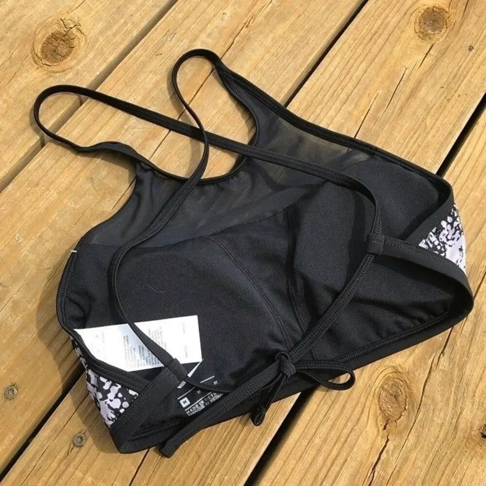 New Nike Black & Gray Halter Mesh Bikini Top